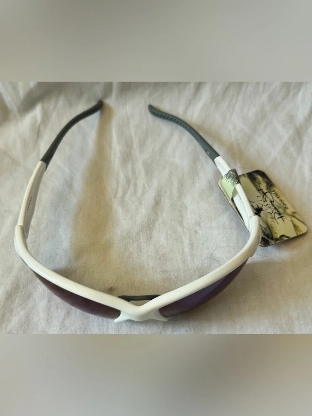Panama Jack Island White & Gray Unisex Sport Wrap Sunglasses Blue Mirror Lens